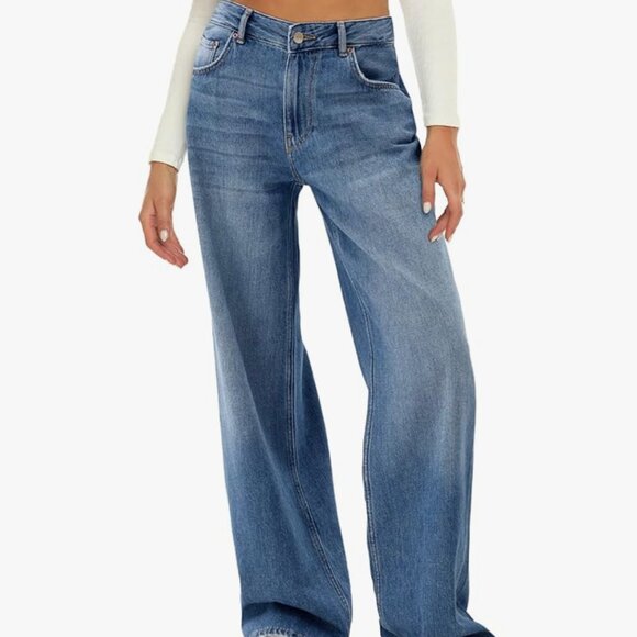 NWT Amazon HDLTE High Waist Wide Leg Jeans XL - Picture 1 of 9